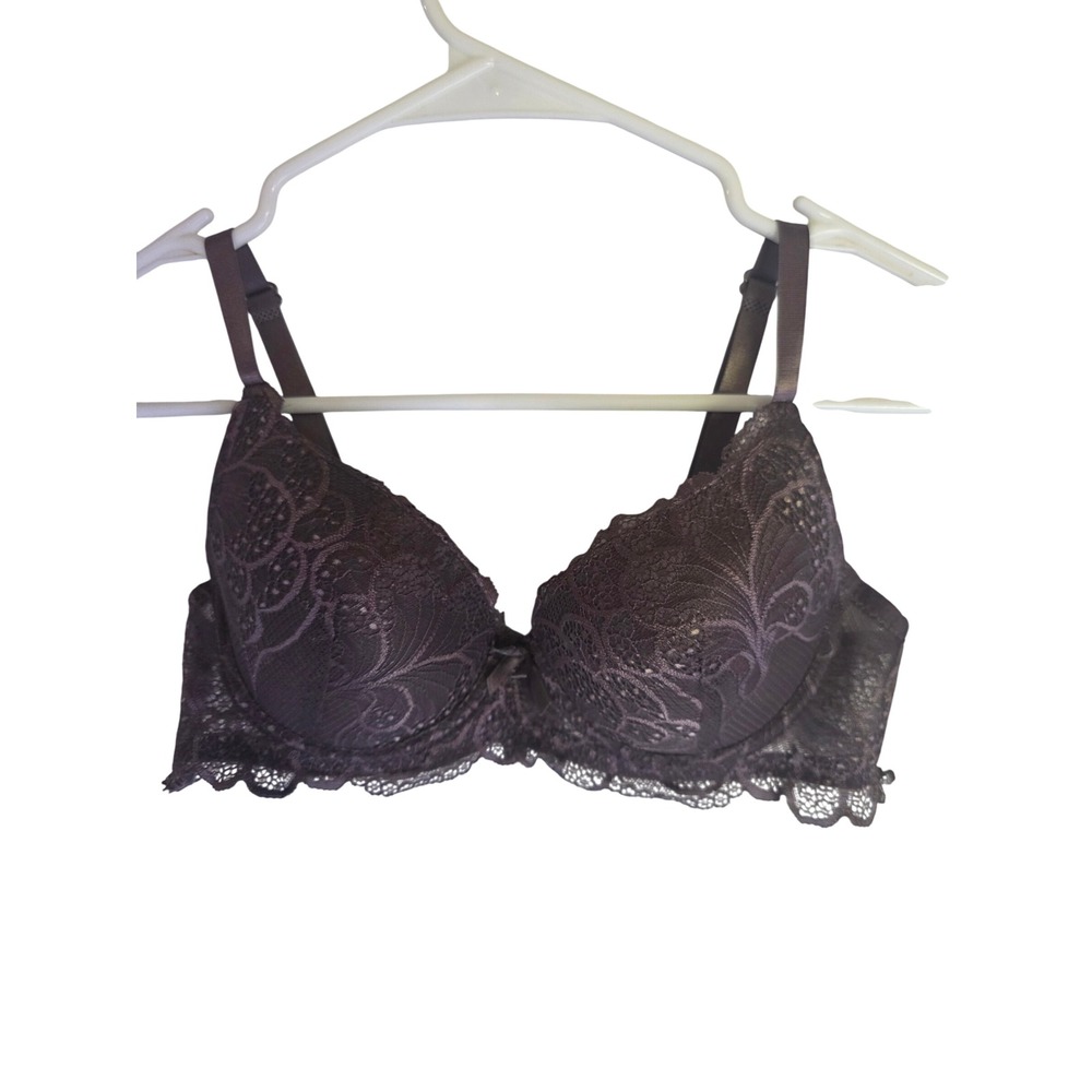 B.Luxe Plum Purple Floral Lace Push Up Underwire Bra 36B Style 5656-36
